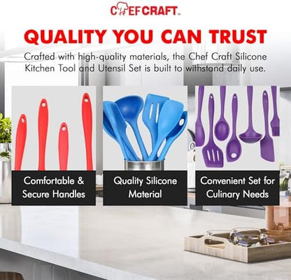 Chef Craft Premium Silicone Kitchen Tool and Utensil Set, 7 Piece, Yellow