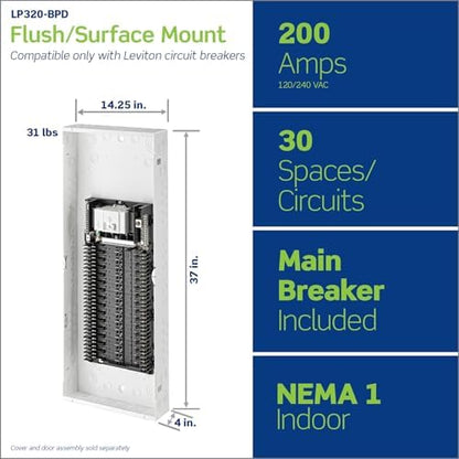 Leviton 30 Space, 30 Circuit Indoor Load Center with 200 Amp Main Circuit Breaker, LP320-BPD