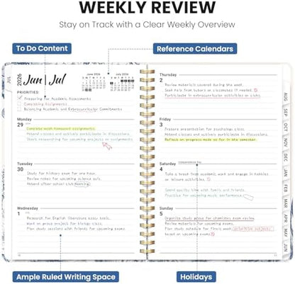Planner 2026-2027, A5 (6.3" x 8.5") Hardcover Weekly & Monthly Planner July 2026 - June 2027 with Monthly Tabs, Academic Planner for School, Work and Office, Blue Elegance