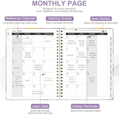 Planner 2026-2027, Weekly and Monthly Academic Year Calendar Planner, July 2026 - June 2027, Daily Agenda Book for Office School Supplies, A5(6.3'' x 8.5'')