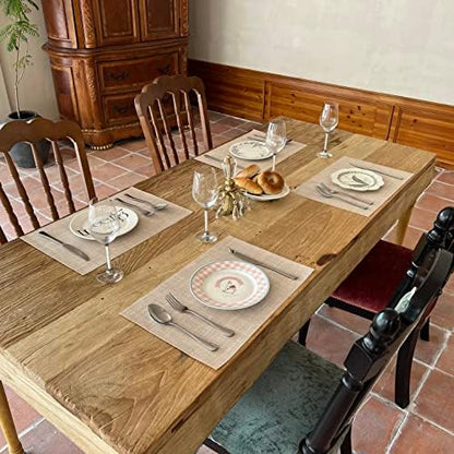 WAZAIGUR Placemats Crisscross Woven Vinyl Place Mats Set of 6 Beige