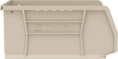 Akro-Mils 30235 AkroBins Plastic Storage Bins, Space-Saving Stackable Bins for Garage, Pantry, Craft Organization, 11-Inch x 11-Inch x 5-Inch, Stone, 6-Pack