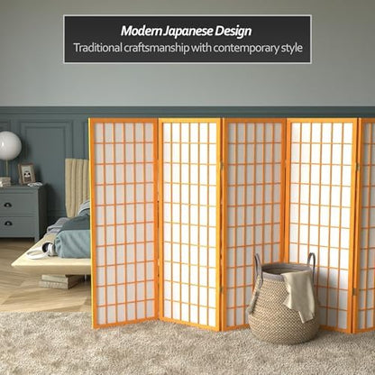 Red Lantern 4 ft. Short Window Pane Shoji Screen - Honey - 8 Panels