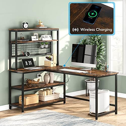 Tribesigns 55" Computer Desk Large Office Desk Study Table (Brown)