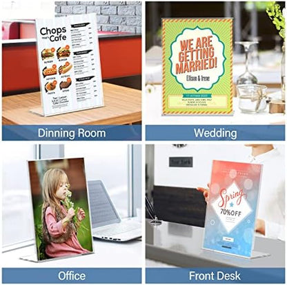 Relx Acrylic Sign Holder 8.5 x 11, Acrylic Display Stand for Display, Slant Back Clear Frames Plastic Sign Holder for Store, Restaurant (6 Pack)
