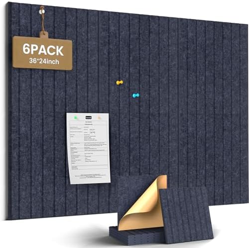 JBER Cork Board Alternative, 6 Pack 36" x 24" Felt Board, Starlight Blue