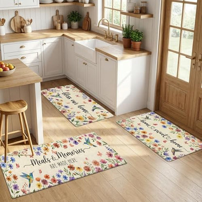 Butterfly Floral Kitchen Rugs, Wildflower Kitchen Mats