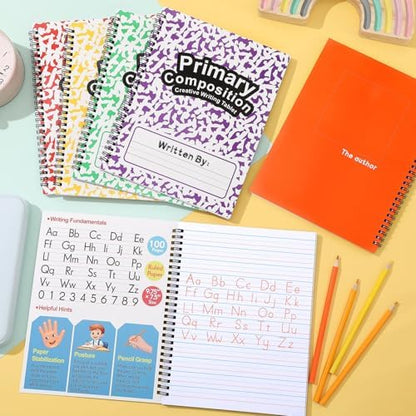 Henoyso 6 Pack Spiral Primary Composition Notebook for K-2, 100 Pages