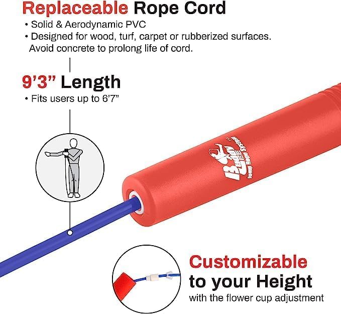 Buddy Lee Magic Speed Pro Fitness Jump Rope - | Ergonomically Designed Long Handles| Flower Cup Adjustment System| Endorsed by Jump Rope Champions | A Perfect Choice For Kids & Adults