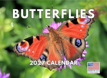 Butterfly Calendar 2027 Butterflies Monthly Wall Calender 12 Month