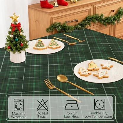 DWCN Checkered Tablecloth, 60 x 120 Inch, Rectangular, Christmas Green