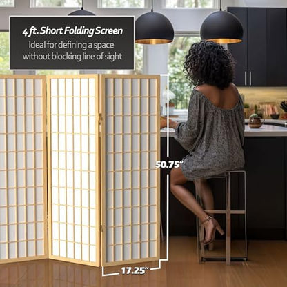 4 ft. Short Window Pane Shoji Screen - Natural - 3 Panels