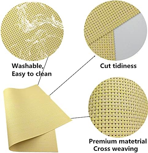 WAZAIGUR Placemats Crisscross Woven Vinyl Place Mats Set of 4 Yellow