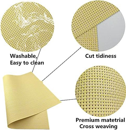 WAZAIGUR Placemats Crisscross Woven Vinyl Place Mats Set of 4 Yellow
