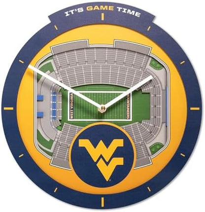 YouTheFan NCAA West Virginia Mountaineers StadiumView 3D Wall Clock