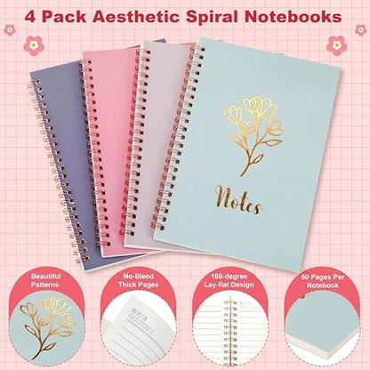 Resurhang 36 Pcs Spiral Notebook Stationary Set, Aesthetic School Supplies for Women, Back to School Supplies Bible Study Kit, Office College Essentials Include A5 Notebook Pencil Case Notes Tabs