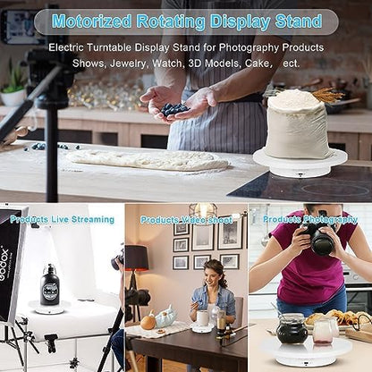 Remote Motorized Rotating Display Stand, Electric Rotating Platform with 5.74/7.08/8.66in Replacement Covers, 3 in 1 Turntable for Live Streaming Video Shoot Photography