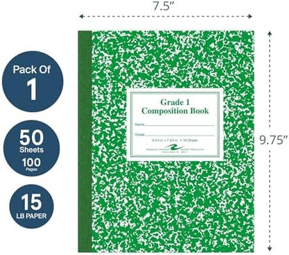 Roaring Spring Grade One Composition Book, 10 x 8 Inches, 50 Sheets (77920)
