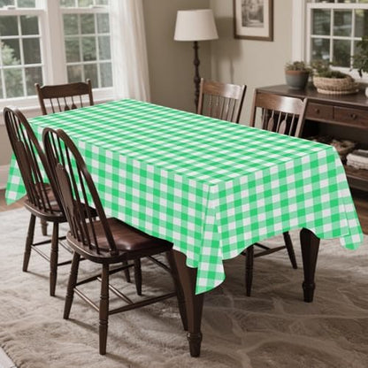 CXPSINC 54 Inch X 300 Feet Plastic Table Cover Roll Disposable Tablecloth with Slide Cutter for All Type/Shape Tables | Party, Banquet, Birthdays, Weddings(Green Checkered, 300 Feet)