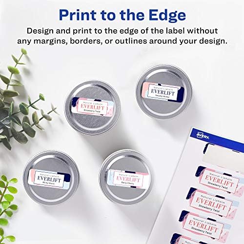 Avery® Printable Durable White Rectangle Labels, Sure Feed® Technology, 1-1/4" x 2-3/8", Print-to-the-Edge, Waterproof Labels, Laser & Pigment-Based Inkjet Compatible, 180 Total
