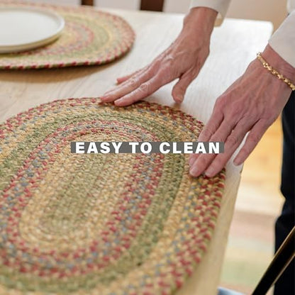 Homespice Azalea Jute Braided Table Runner for Primitive Decor, Oval 11x36
