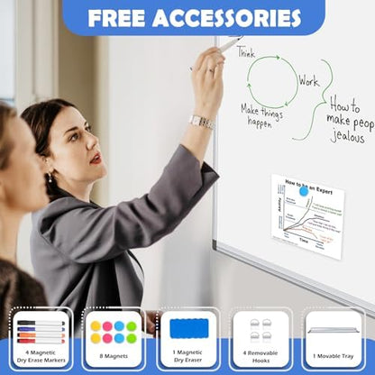 Double-Sided White Board Dry Erase Magnetic Whiteboard Wall 72x48 Large
