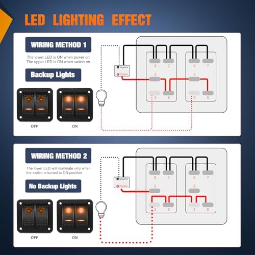 Nilight 6 Gang Rocker Switch Panel w/Orange LED Light 5Pin ON Off Pre-Wired