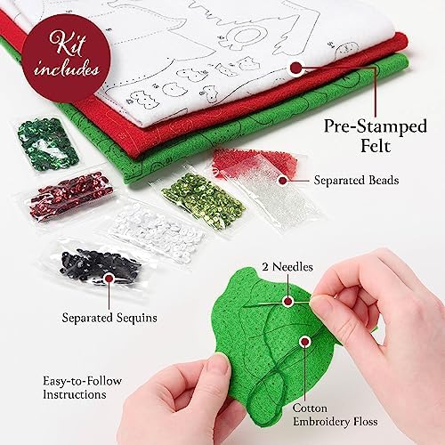 Bucilla Felt Applique 6 Piece Ornament Making Kit, Winter Land Penguins, Perfect for DIY Arts and Crafts, 89668E