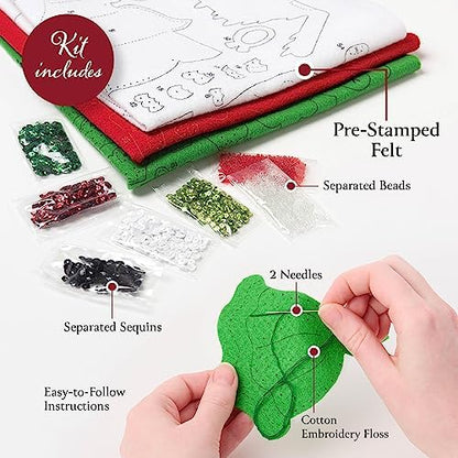 Bucilla Felt Applique 6 Piece Ornament Making Kit, Winter Land Penguins, Perfect for DIY Arts and Crafts, 89668E
