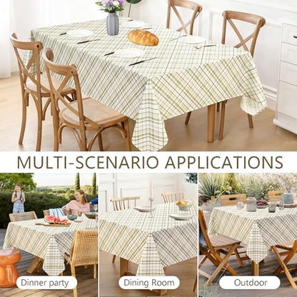 DWCN Checkered Tablecloth, 54 x 80 Inch, Rectangular, Sage Green and White