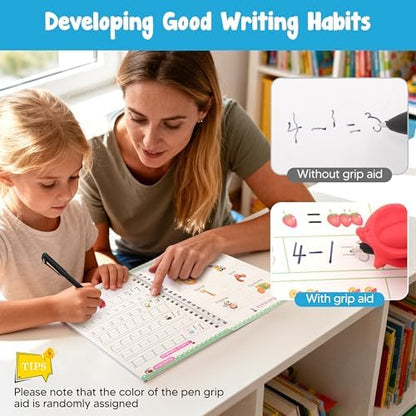 Magic Grooved Writing Practice Books for Kids, Reusable Tracing Workbooks