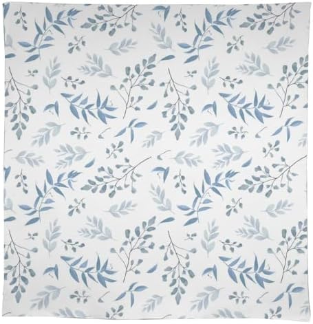 Blue Leaves Tablecloth, Summer Light Blue White Grey Leaves Fern Forest Herbs Plants Print Table Cloth for Indoor Outdoor Dining Table Party Picnic Decor 55x75in