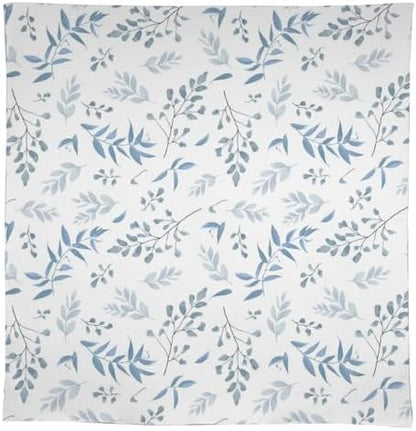 Blue Leaves Tablecloth, Summer Light Blue White Grey Leaves Fern Forest Herbs Plants Print Table Cloth for Indoor Outdoor Dining Table Party Picnic Decor 55x75in