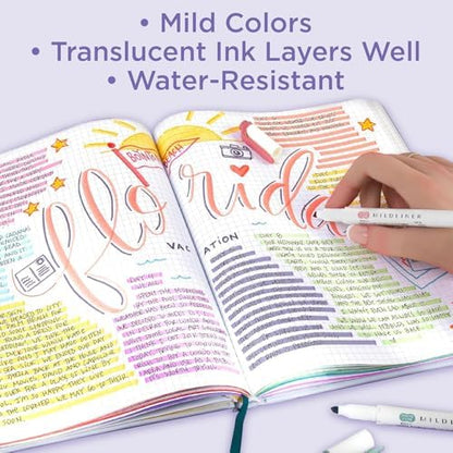 Zebra Pen MILDLINER No Bleed Highlighter, Green Color, Dual Tip, 12-Pack