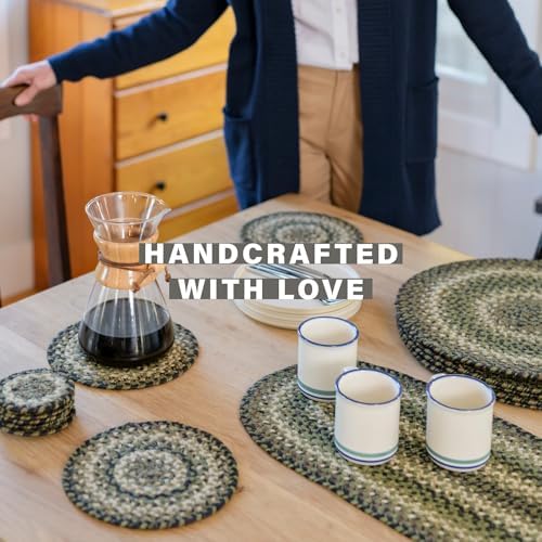 Homespice Pinecone Braided Placemats for Rustic Decor, Round 15" Set of 2