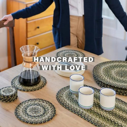 Homespice Pinecone Braided Placemats for Rustic Decor, Round 15" Set of 2