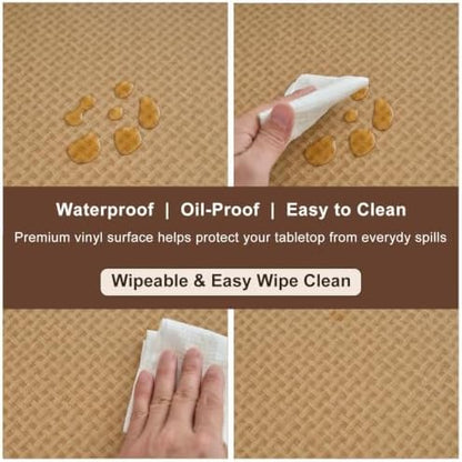 LIBERECOO Heavy Duty Vinyl Tablecloth with Flannel Backing Waterproof Oil-Proof Plastic Table Cloth Stain-Resistant Wipeable Rectangle or Square Table Cover for Indoor and Outdoor 60 x 84 Inch