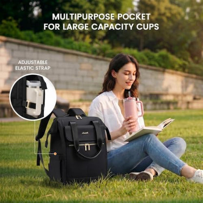 LOVEVOOK 18 Inch Laptop Backpack for Women, Large Capacity Travel Backpack with Organizer Bag, Waterproof Carry on Backpack Purse Work Bag with USB Port for College Teacher Nurse, 2PCS,Black