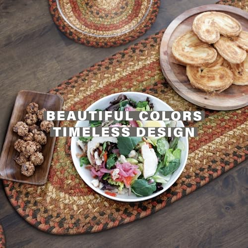 Homespice Gingerbread Braided Table Runner for Country Decor, Oval 11x36