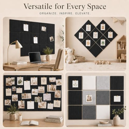 Stripe Felt Bulletin Board Tiles, Cork Board Alternative 48 x 36 in
