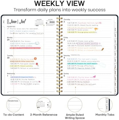 Planner 2026-2027, Weekly & Monthly Academic Calendar, Jul 2026 – Jun 2027