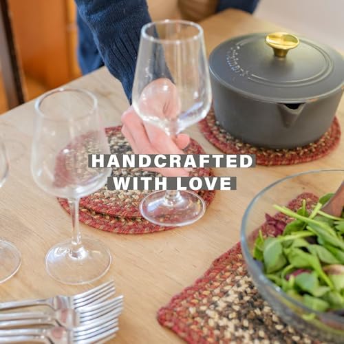 Homespice Chester Braided Placemats for Cabin Decor, Round 15" Set of 6