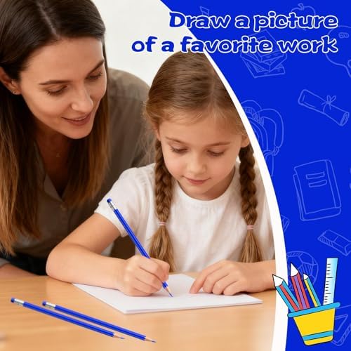 48 PCS Blue Pencils Bulk with Eraser, Pre-Sharpened HB Pencils for Writing & Drawing, School Supplies for Kids Homework, Tests, Art Crafts & Teacher Grading (Blue)