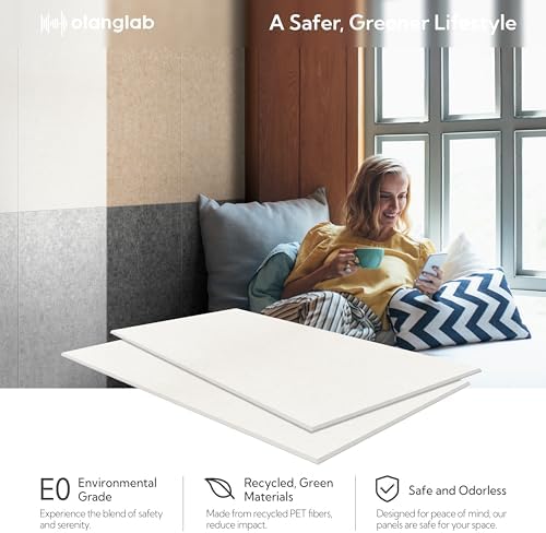 Olanglab Acoustic Wall Panels, 10 Pack, 48" x 24", Plain White