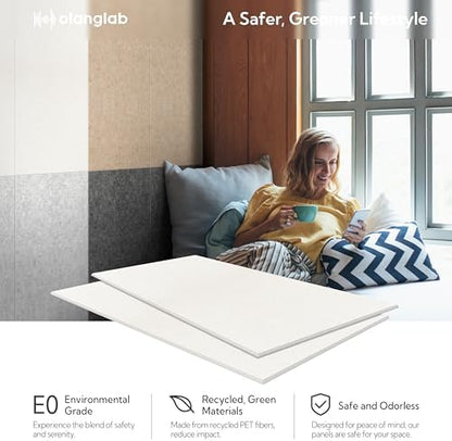 Olanglab Acoustic Wall Panels, 10 Pack, 48" x 24", Plain White