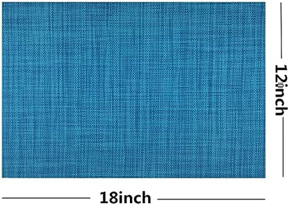WAZAIGUR Placemats Crisscross Woven Vinyl Place Mats Set of 6 Blue