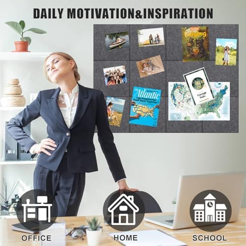 48" x 36" Felt Bulletin Board & Cork Board Alternative, Dark Gray