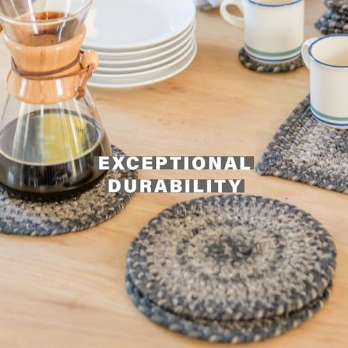 Homespice Flint Hill Jute Braided Coasters, Round 4" Set of 6