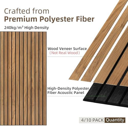 TO-TH Acoustic Panels Decorative Soundproof Wall Panel 10 Pack, Rustic Teak