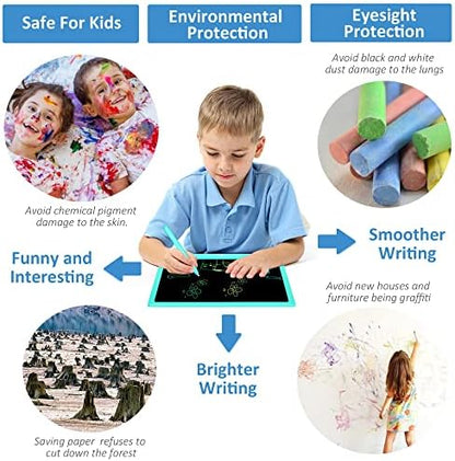 15 Inch LCD Writing Tablet, Colorful Doodle Board Drawing Pads, Educational Birthday Gift Toys for 3-6 Years Old Kids Toddler (Blue)
